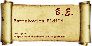 Bartakovics Előd névjegykártya